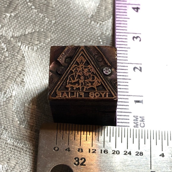 Antique Wooden Print Block Copper IYOB FILIAE Daughters of Job Freemasonry - Picture 3 of 4
